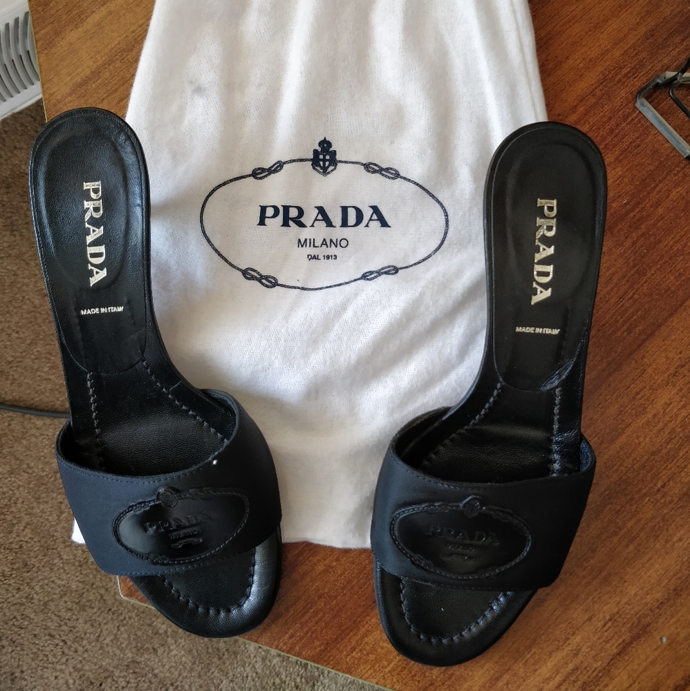 Prada Black Slide Sandals